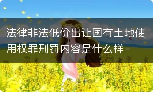 法律非法低价出让国有土地使用权罪刑罚内容是什么样