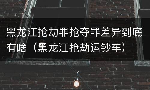 黑龙江抢劫罪抢夺罪差异到底有啥（黑龙江抢劫运钞车）