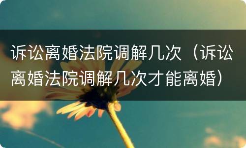 诉讼离婚法院调解几次（诉讼离婚法院调解几次才能离婚）