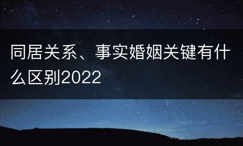 同居关系、事实婚姻关键有什么区别2022