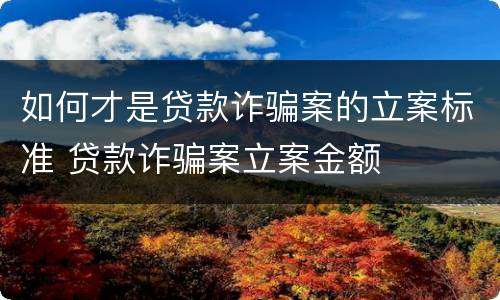 如何才是贷款诈骗案的立案标准 贷款诈骗案立案金额