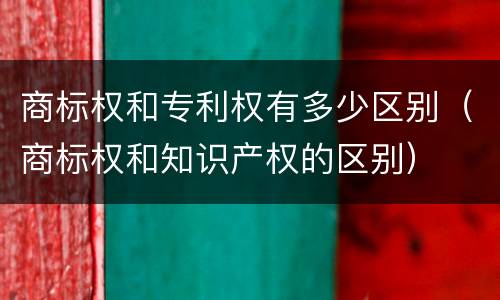 商标权和专利权有多少区别（商标权和知识产权的区别）