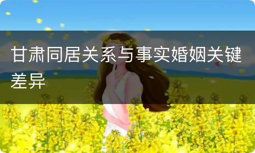 甘肃同居关系与事实婚姻关键差异