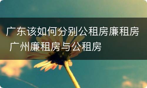 广东该如何分别公租房廉租房 广州廉租房与公租房