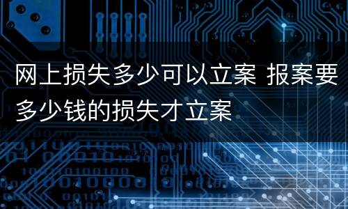 网上损失多少可以立案 报案要多少钱的损失才立案