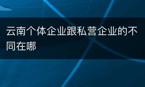 云南个体企业跟私营企业的不同在哪