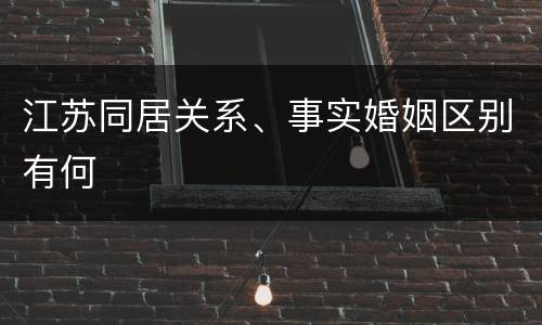 江苏同居关系、事实婚姻区别有何