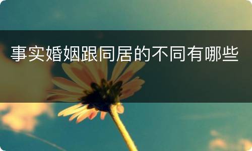 事实婚姻跟同居的不同有哪些
