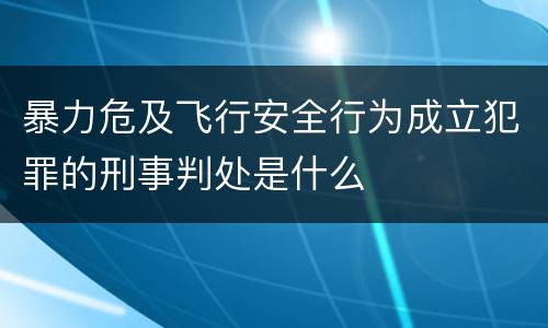 暴力危及飞行安全行为成立犯罪的刑事判处是什么