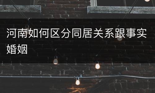 河南如何区分同居关系跟事实婚姻