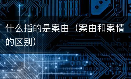什么指的是案由（案由和案情的区别）