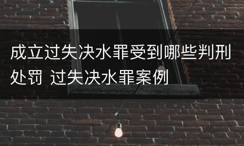 成立过失决水罪受到哪些判刑处罚 过失决水罪案例