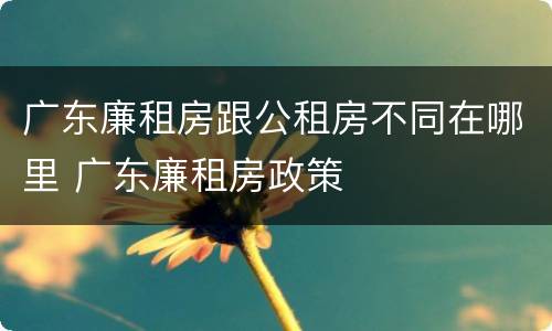 广东廉租房跟公租房不同在哪里 广东廉租房政策