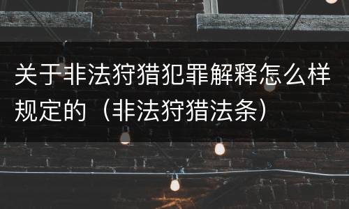 关于非法狩猎犯罪解释怎么样规定的（非法狩猎法条）