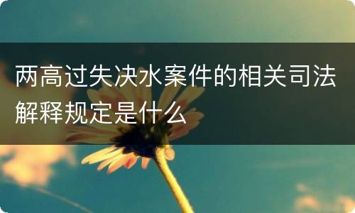 两高过失决水案件的相关司法解释规定是什么