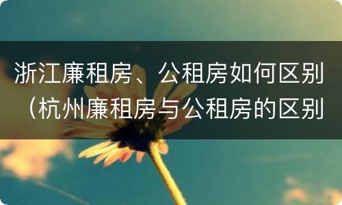 浙江廉租房、公租房如何区别（杭州廉租房与公租房的区别）