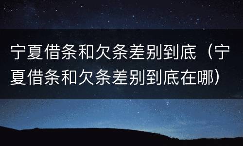宁夏借条和欠条差别到底（宁夏借条和欠条差别到底在哪）