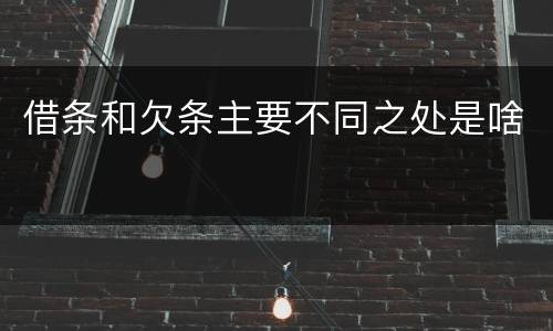 借条和欠条主要不同之处是啥