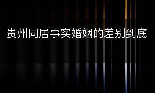 贵州同居事实婚姻的差别到底