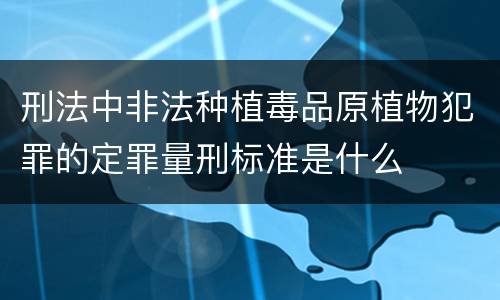 刑法中非法种植毒品原植物犯罪的定罪量刑标准是什么
