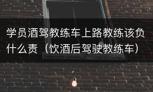 学员酒驾教练车上路教练该负什么责（饮酒后驾驶教练车）