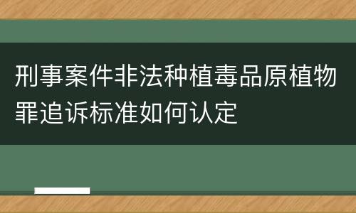 刑事案件非法种植毒品原植物罪追诉标准如何认定