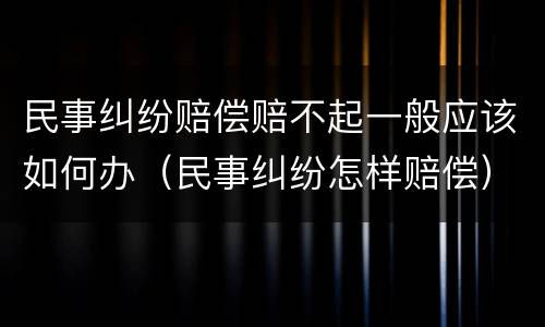 民事纠纷赔偿赔不起一般应该如何办（民事纠纷怎样赔偿）