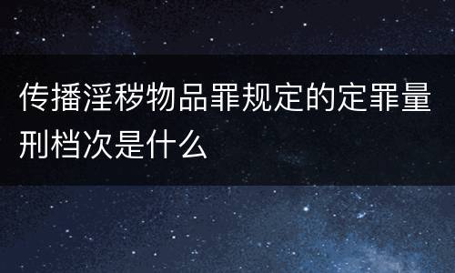 传播淫秽物品罪规定的定罪量刑档次是什么