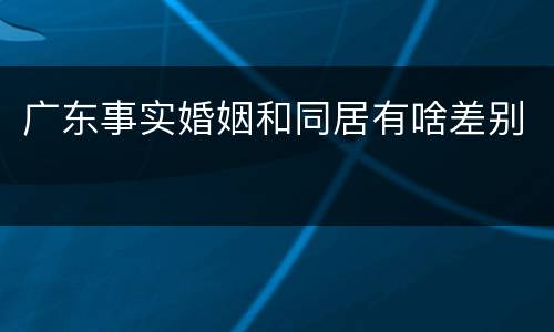 广东事实婚姻和同居有啥差别