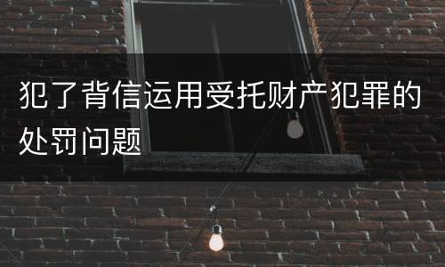 犯了背信运用受托财产犯罪的处罚问题