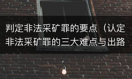 判定非法采矿罪的要点（认定非法采矿罪的三大难点与出路）