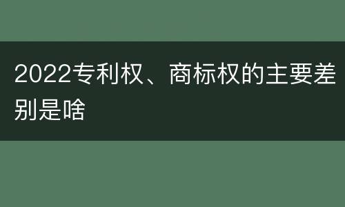 2022专利权、商标权的主要差别是啥
