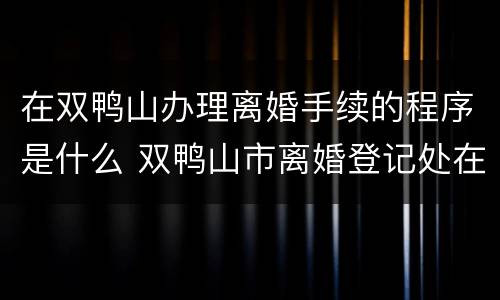 在双鸭山办理离婚手续的程序是什么 双鸭山市离婚登记处在哪