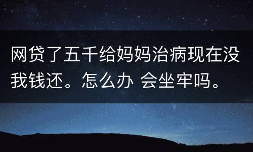 网贷了五千给妈妈治病现在没我钱还。怎么办 会坐牢吗。