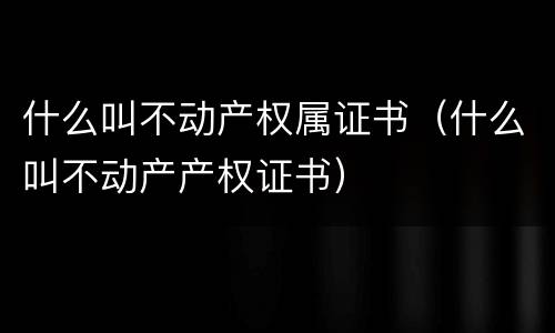 什么叫不动产权属证书（什么叫不动产产权证书）