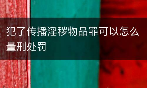 犯了传播淫秽物品罪可以怎么量刑处罚