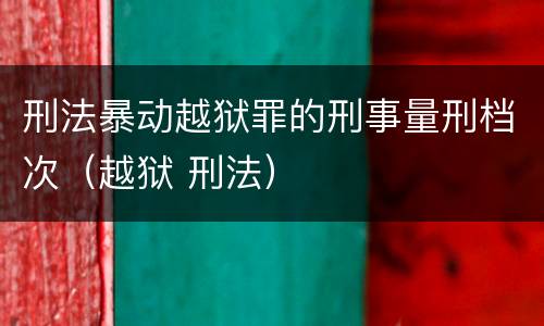 刑法暴动越狱罪的刑事量刑档次（越狱 刑法）