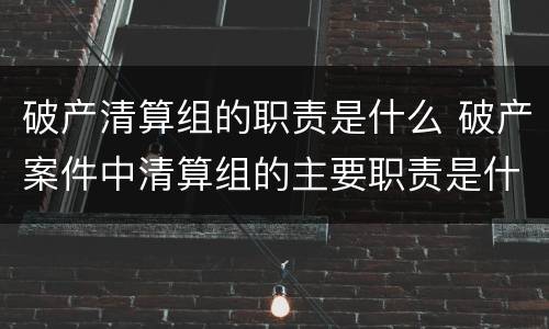破产清算组的职责是什么 破产案件中清算组的主要职责是什么