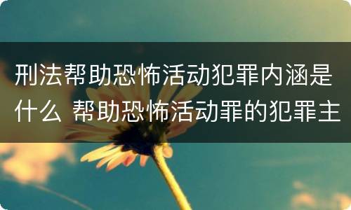 刑法帮助恐怖活动犯罪内涵是什么 帮助恐怖活动罪的犯罪主体