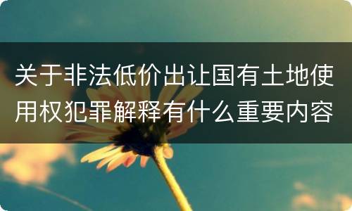 关于非法低价出让国有土地使用权犯罪解释有什么重要内容