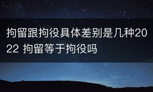 拘留跟拘役具体差别是几种2022 拘留等于拘役吗