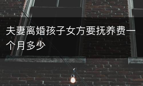 夫妻离婚孩子女方要抚养费一个月多少