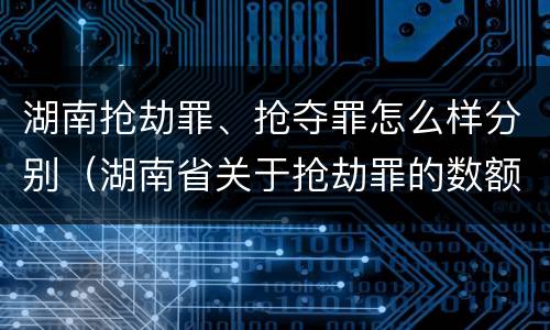 湖南抢劫罪、抢夺罪怎么样分别（湖南省关于抢劫罪的数额规定）