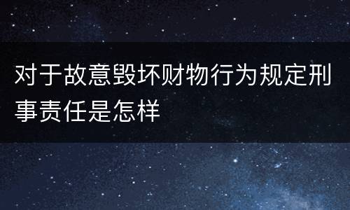 对于故意毁坏财物行为规定刑事责任是怎样