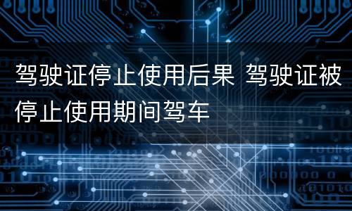 驾驶证停止使用后果 驾驶证被停止使用期间驾车