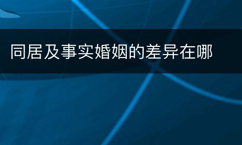 同居及事实婚姻的差异在哪