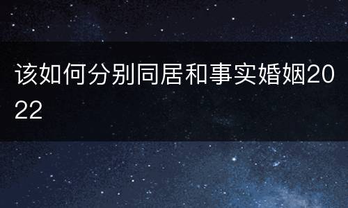 该如何分别同居和事实婚姻2022