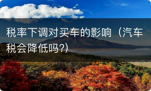 税率下调对买车的影响（汽车税会降低吗?）