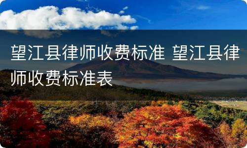望江县律师收费标准 望江县律师收费标准表