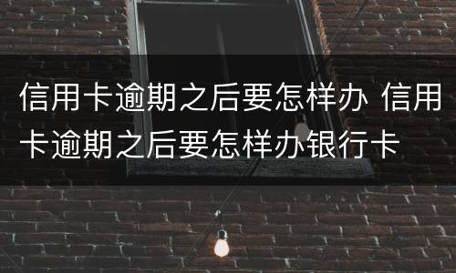 信用卡逾期之后要怎样办 信用卡逾期之后要怎样办银行卡